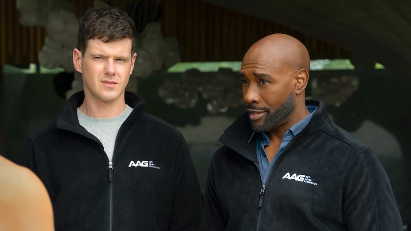 Adams and John looking skeptical as concierge doctors in Watson Season 2x06