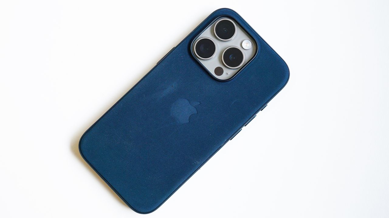 iPhone 15 Pro review FineWoven back flat BLTR
