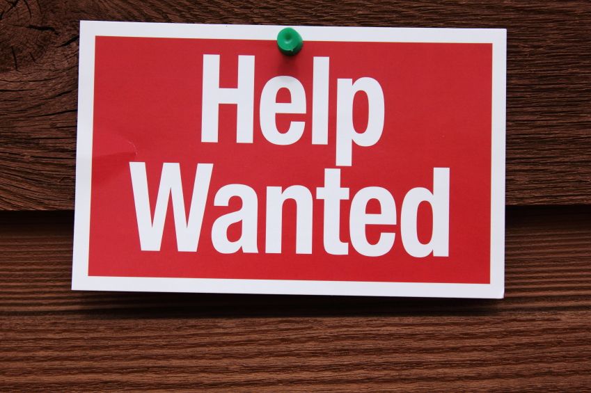 Help wanted sign.