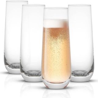 Milo Stemless Champagne Flutes against a white background.