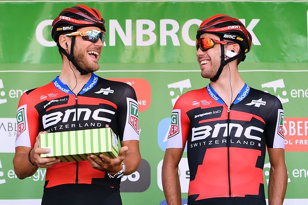 BMC at the sign-in area for the start of stage 2 at the Tour of Britain