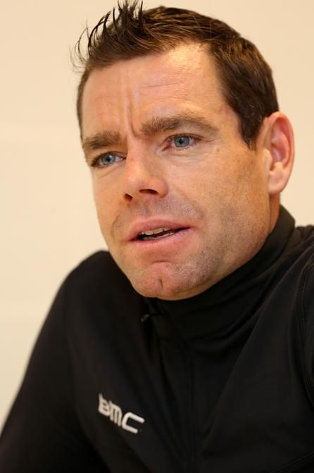 Cadel Evans speaks at the BMC team presentation