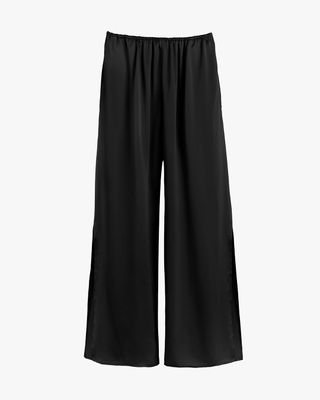 Washable Charmeuse Cropped Wide-Leg Pant