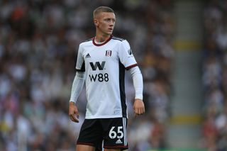 Jay Stansfield of Fulham looks on during the Premier League match between Fulham FC and Brentford FC at Craven Cottage on August 20, 2022 in London, England.