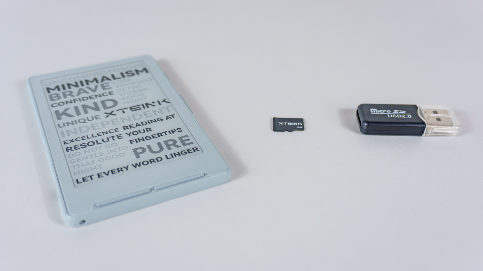 The Xteink X4 e-reader unboxed on a table