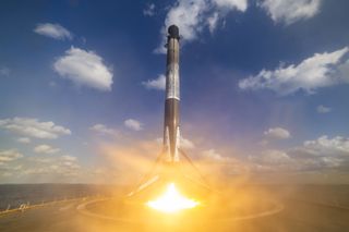 A SpaceX Falcon 9 rocket booster sticks a vertical landing on the company's drone ship "Of Course I Still Love You" in the Atlantic Ocean, following its successful launch of 60 Starlink satellites on Jan. 29. This was the third time that this reusable rocket booster has launched and landed and the 49th time that SpaceX has recovered a Falcon 9 booster.