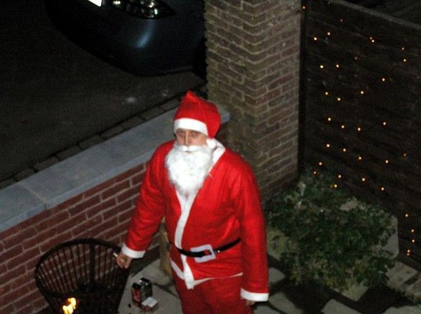 Santa Clause visits the Euro 'cross camp but first stops for a smoke