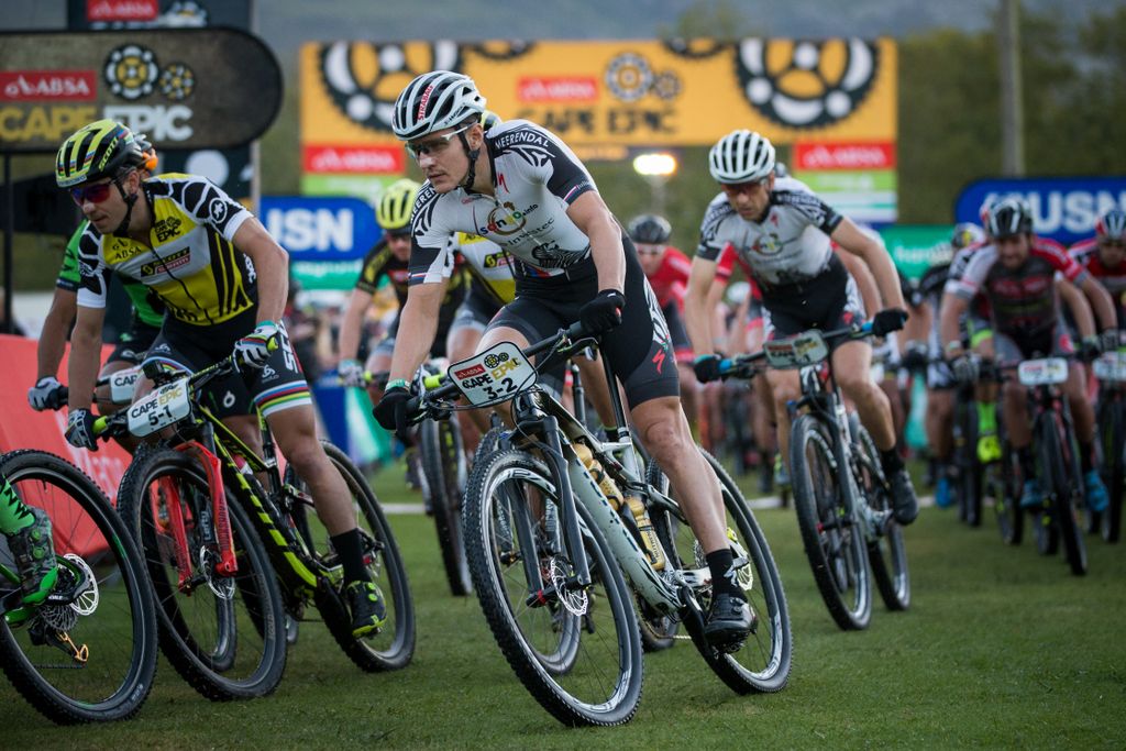The riders roll out for stage 6 of Cape Epic