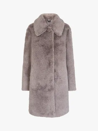 Whistles Imogen Faux Fur Coat, Grey