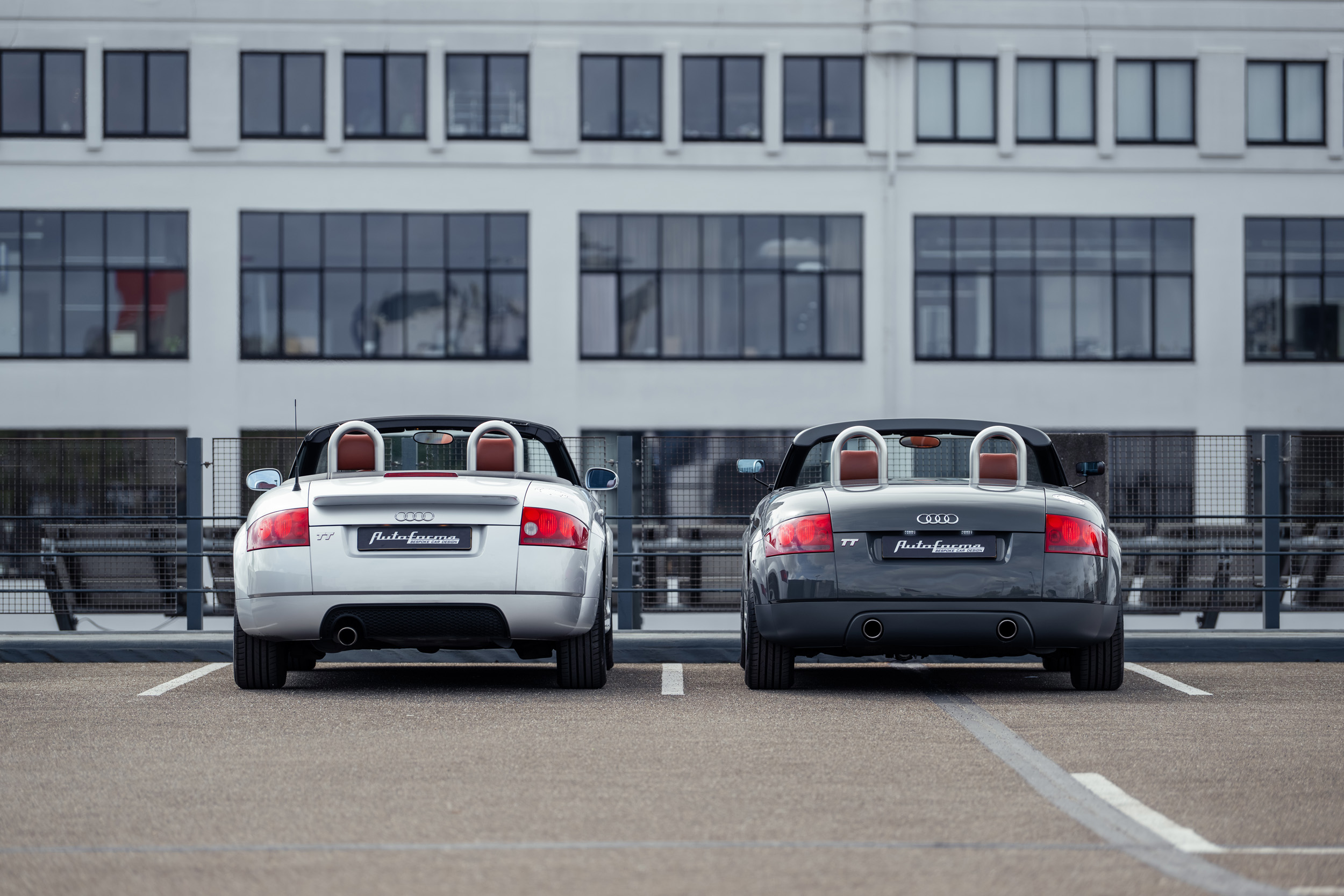 Niels van Roij's original silver TT seen alongside the Autoforma Audi TTS Restomod