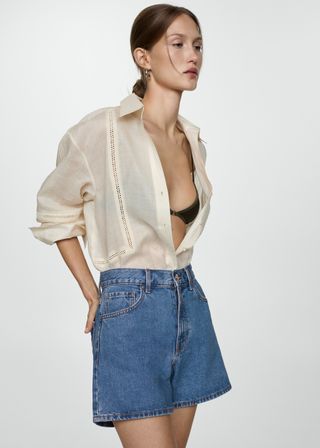 Mango + High-Rise Denim Shorts