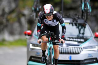 CASCATE DEL TOCE, ITALY - JULY 05: Grace Brown of Australia and Team BikeExchange during the 32nd Giro d'Italia Internazionale Femminile 2021, Stage 4 a 11,2km Individual Time Trial from Fondovalle to Cascate Del Toce 1714m / ITT / #GiroDonne / #UCIWWT / on July 05, 2021 in Cascate Del Toce, Italy. (Photo by Luc Claessen/Getty Images)