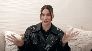 hailey bieber in a video on her youtube page