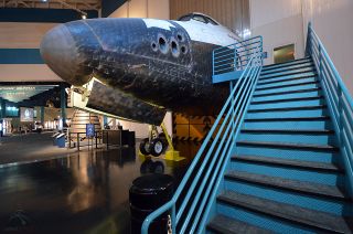nearly 25-year-old mock space shuttle Adventure at space center houston