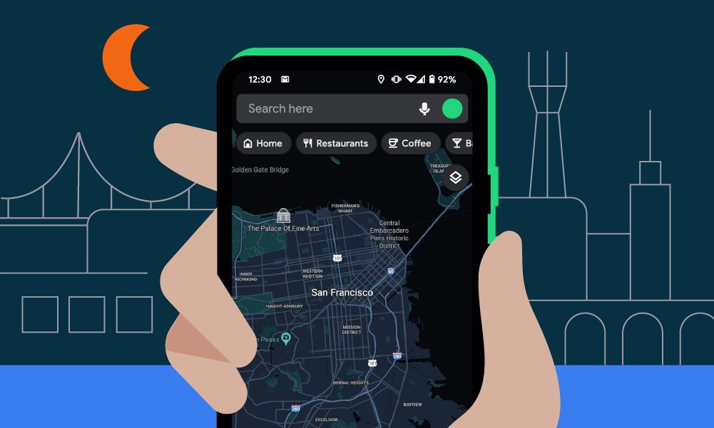 how to turn on Google Maps dark mode