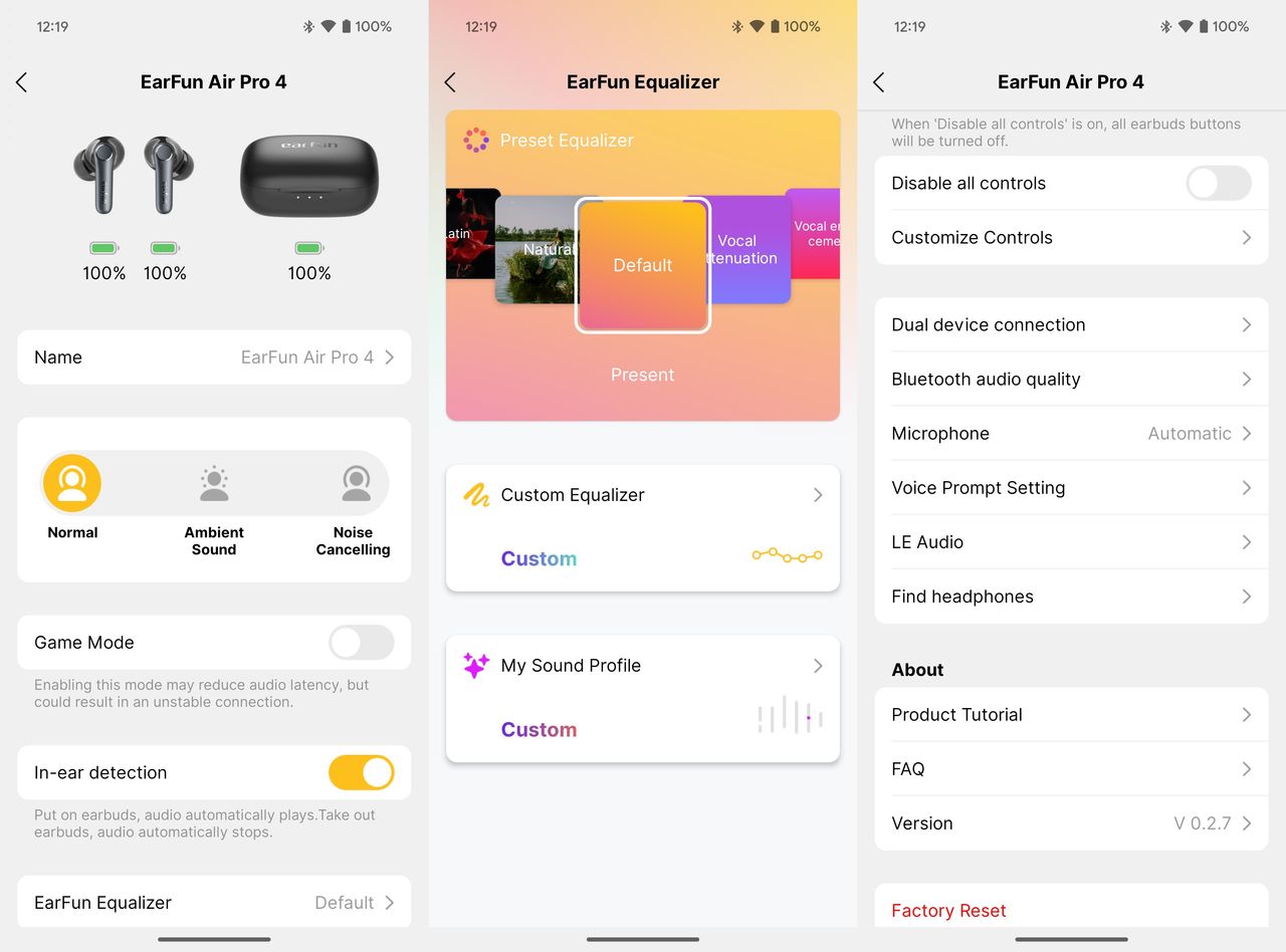 EarFun Air Pro 4 app options