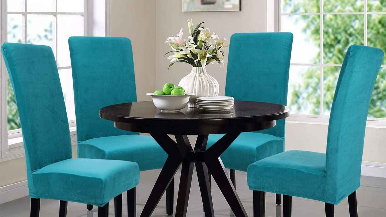 Best dining chair covers: smiry Velvet Stretch Dining Room Chair Covers