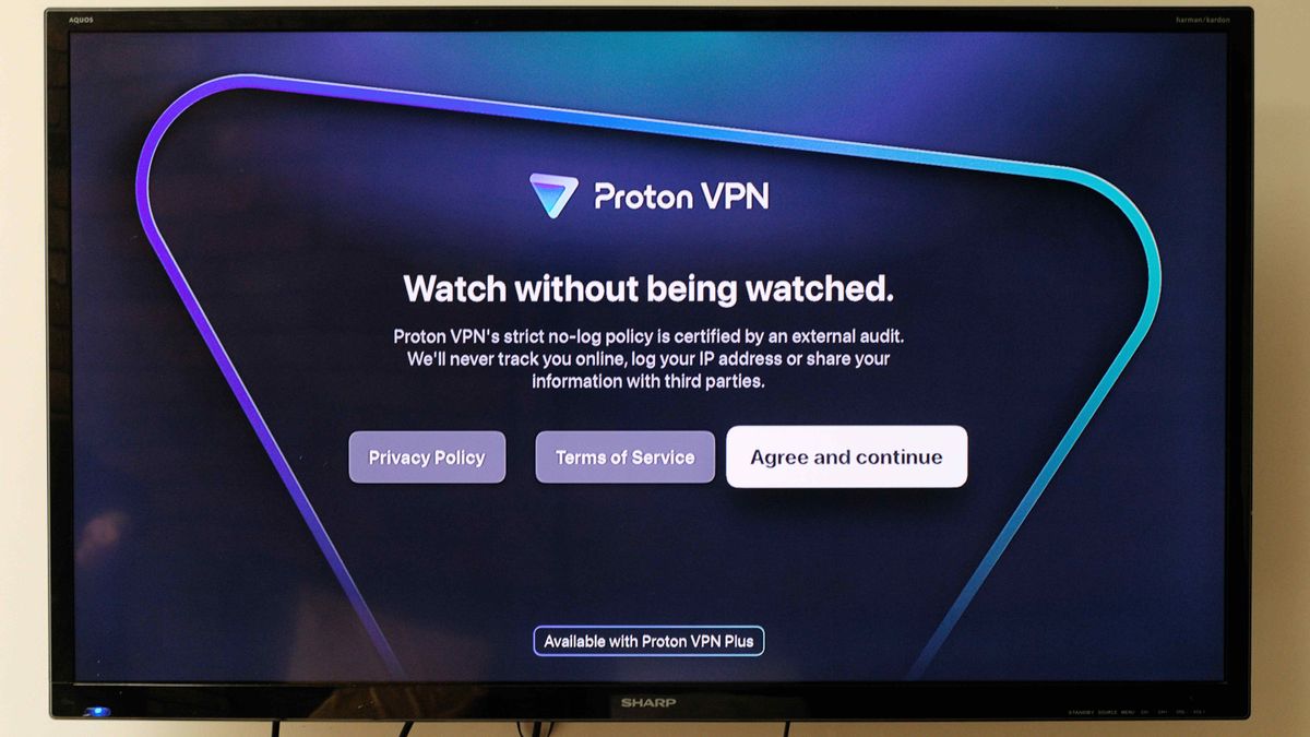 Proton VPN app running on an Apple TV