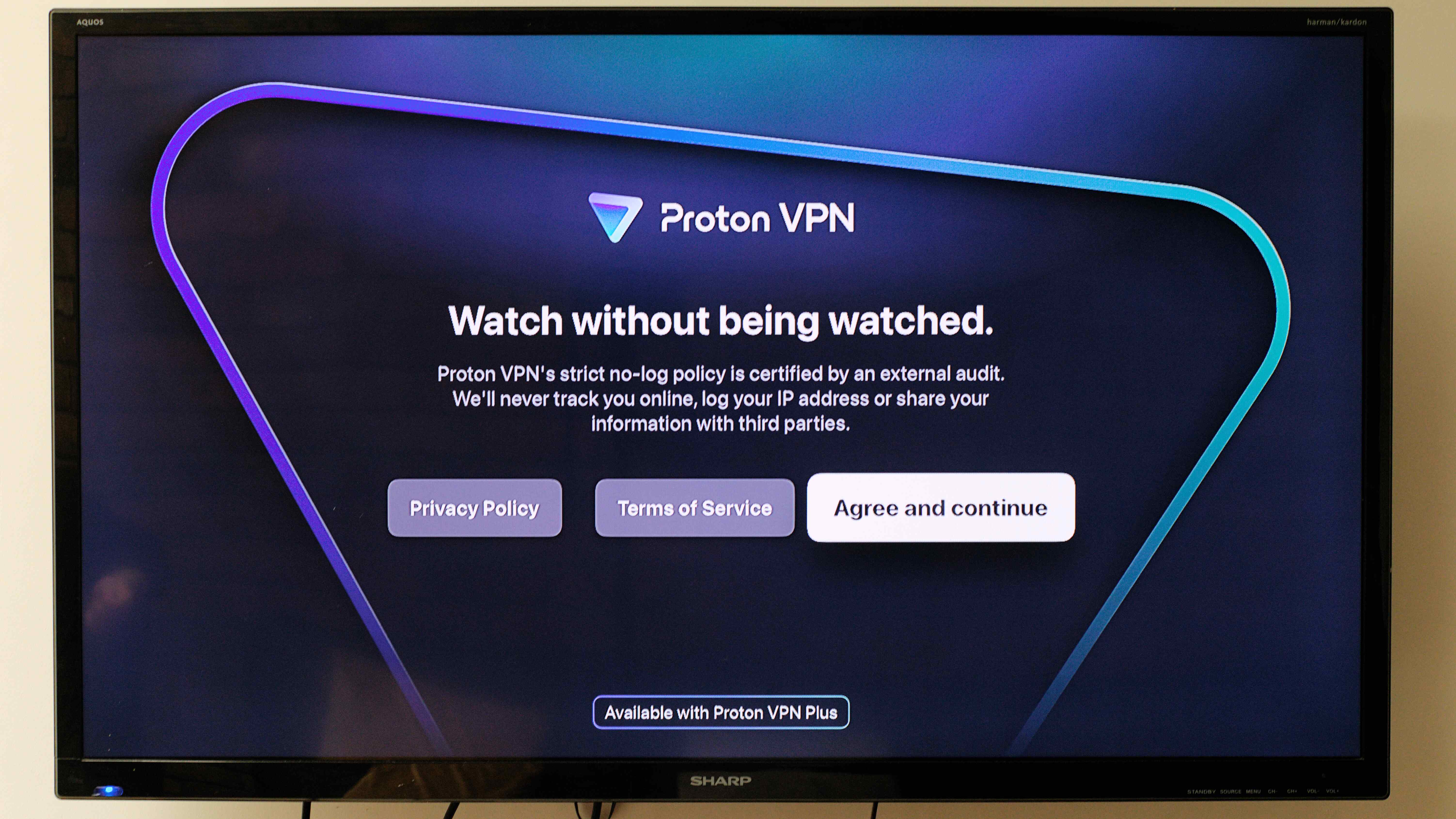 Proton VPN app running on an Apple TV