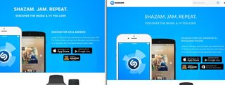 Shazam's website now (left) versus late last year's version, which clearly listed the Windows app (right).