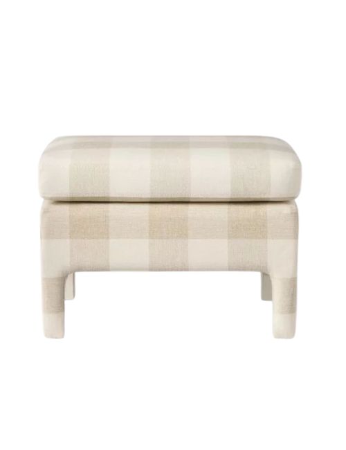Bellfield Fully Upholstered Ottoman Cream Checkered