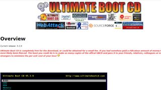 Website screenshot for Ultimate Boot CD
