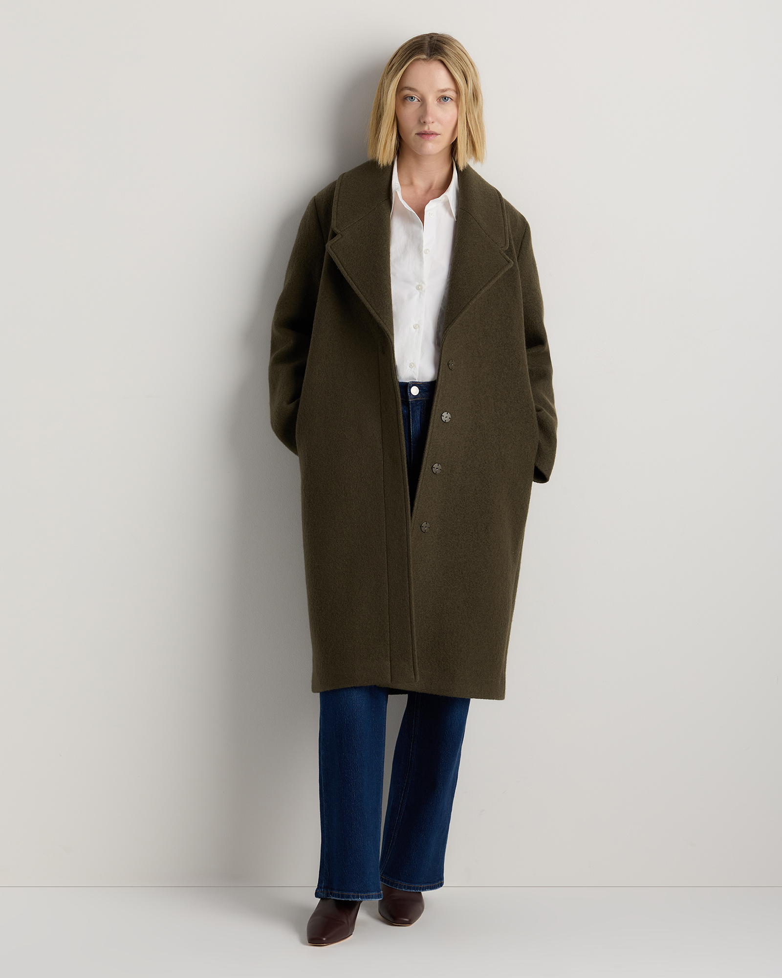 100% Merino Wool Shawl Collar Long Coat
