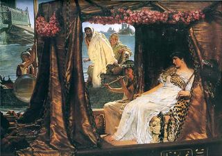 A painting of Antony and Cleopatra by Lawrence Alma-Tadema in 1885