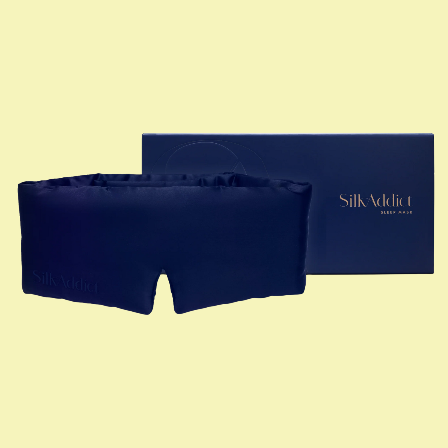 A navy sleep mask