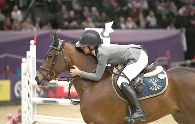 Lily Freeman Attwood riding CAPABILITY BROWN for owner Emily Freeman-Attwood, during the Blue Chip Pony Newcomers Championship at Horse of The Year Show 2018 at the NEC near Birmingham in the UK between 2nd- 7th October 2018