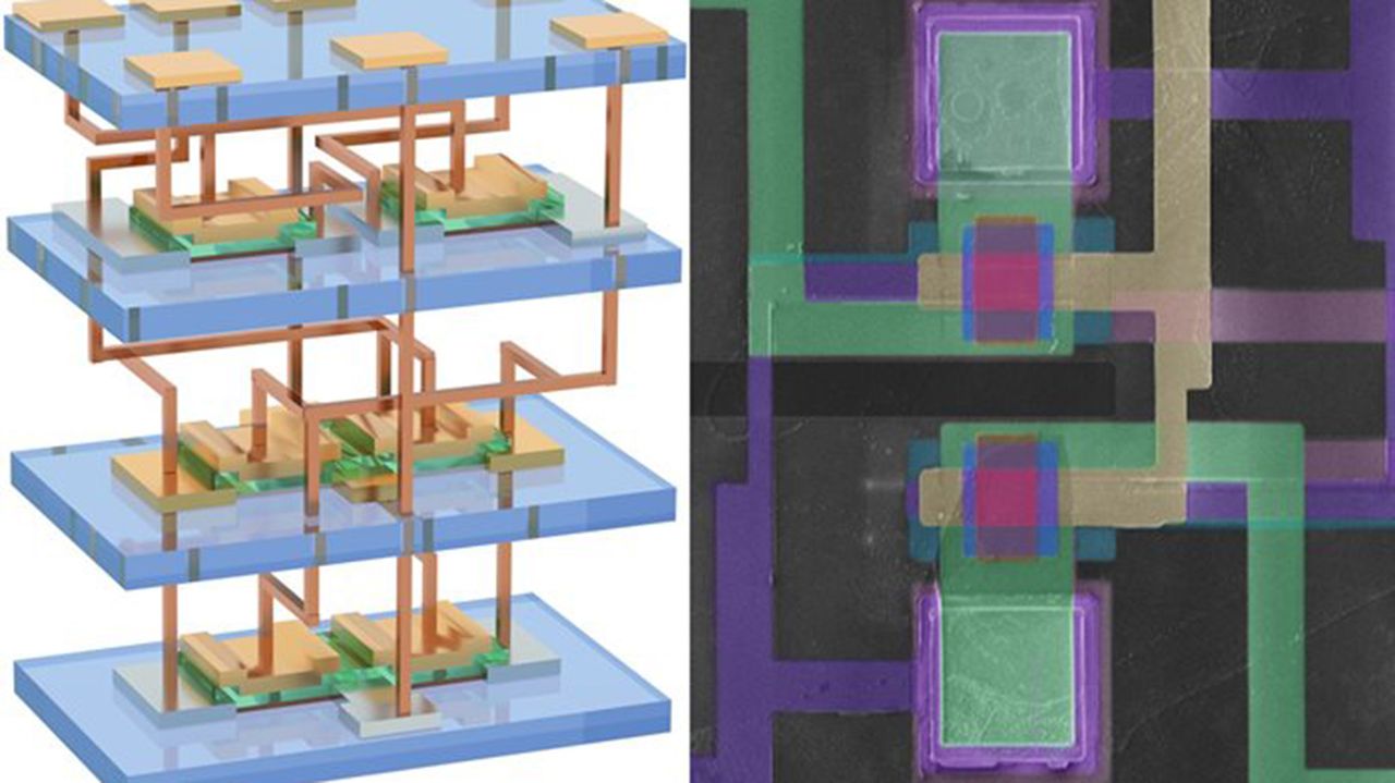 3D silicon chip stacks circuits in layers to meet AI computing demands