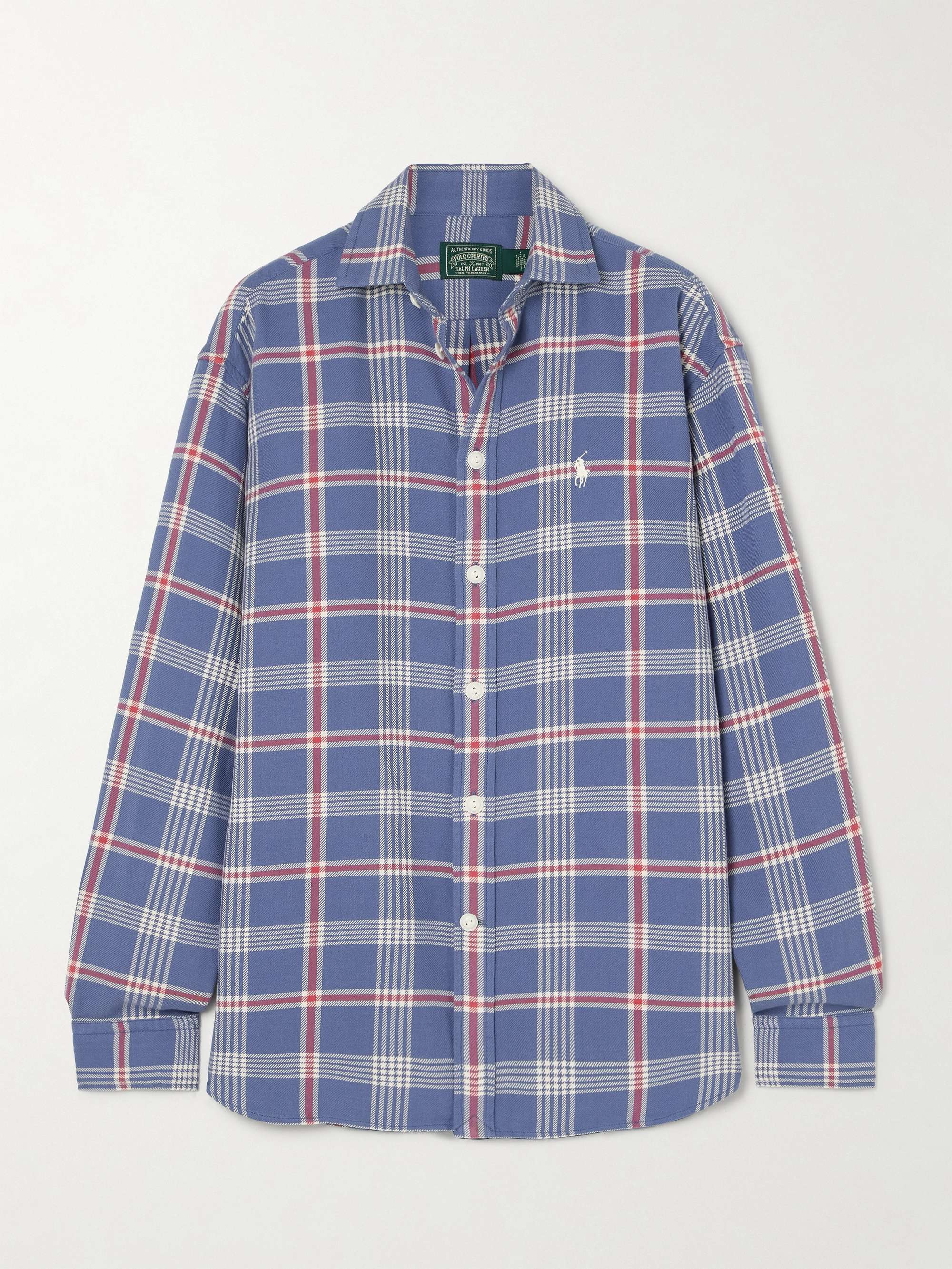 Embroidered Checked Cotton-Flannel Shirt