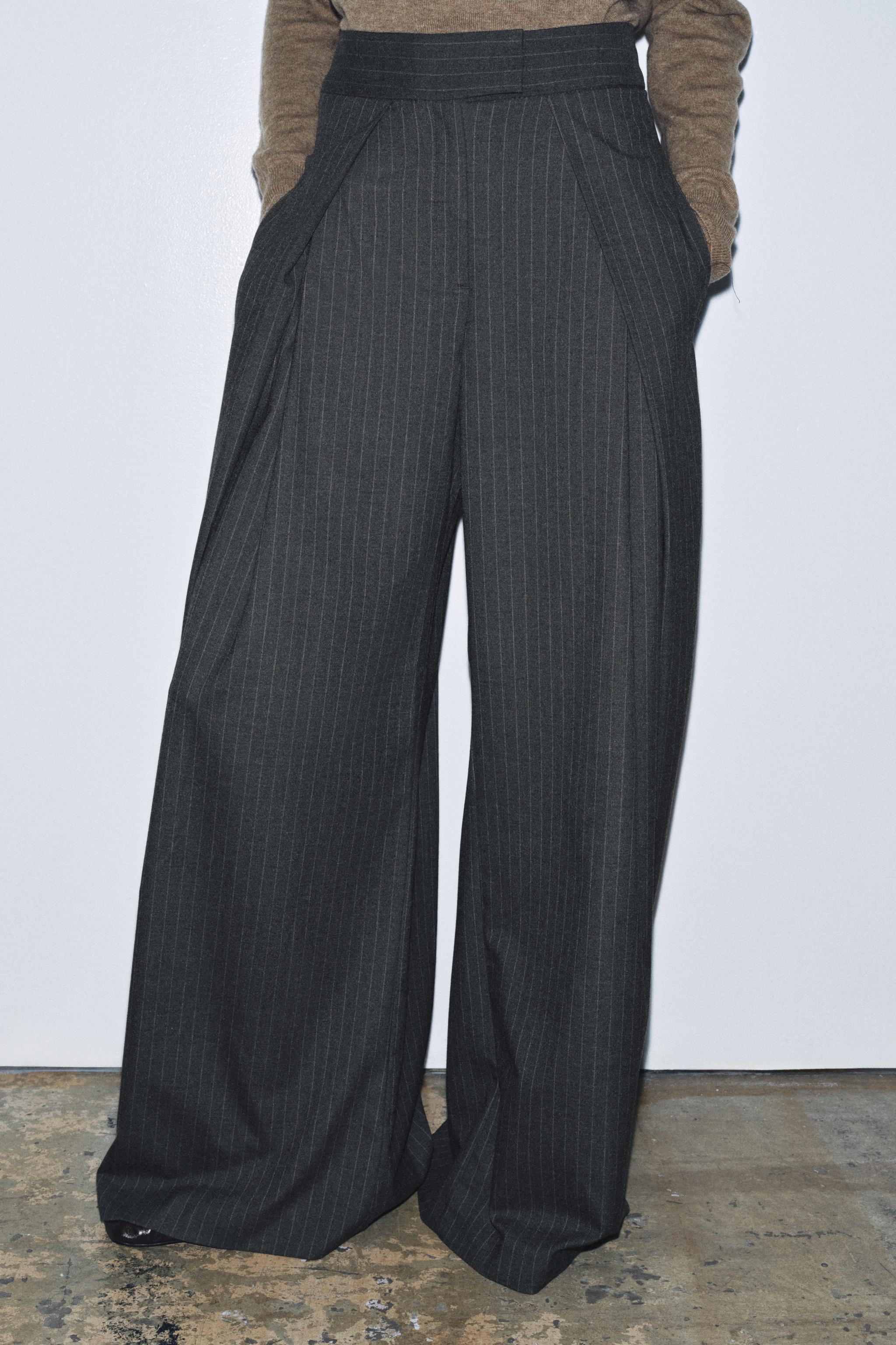 Zw Collection Pinstripe Darted Trousers