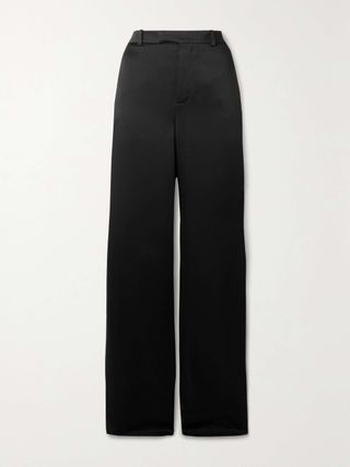 Satin crepe wide leg pants