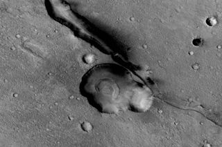 Photo taken of the Gandhi face geologic feature by the Mars Reconnaissance Orbiter.