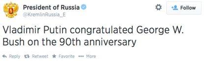 Russia congratulates wrong George Bush for birthday