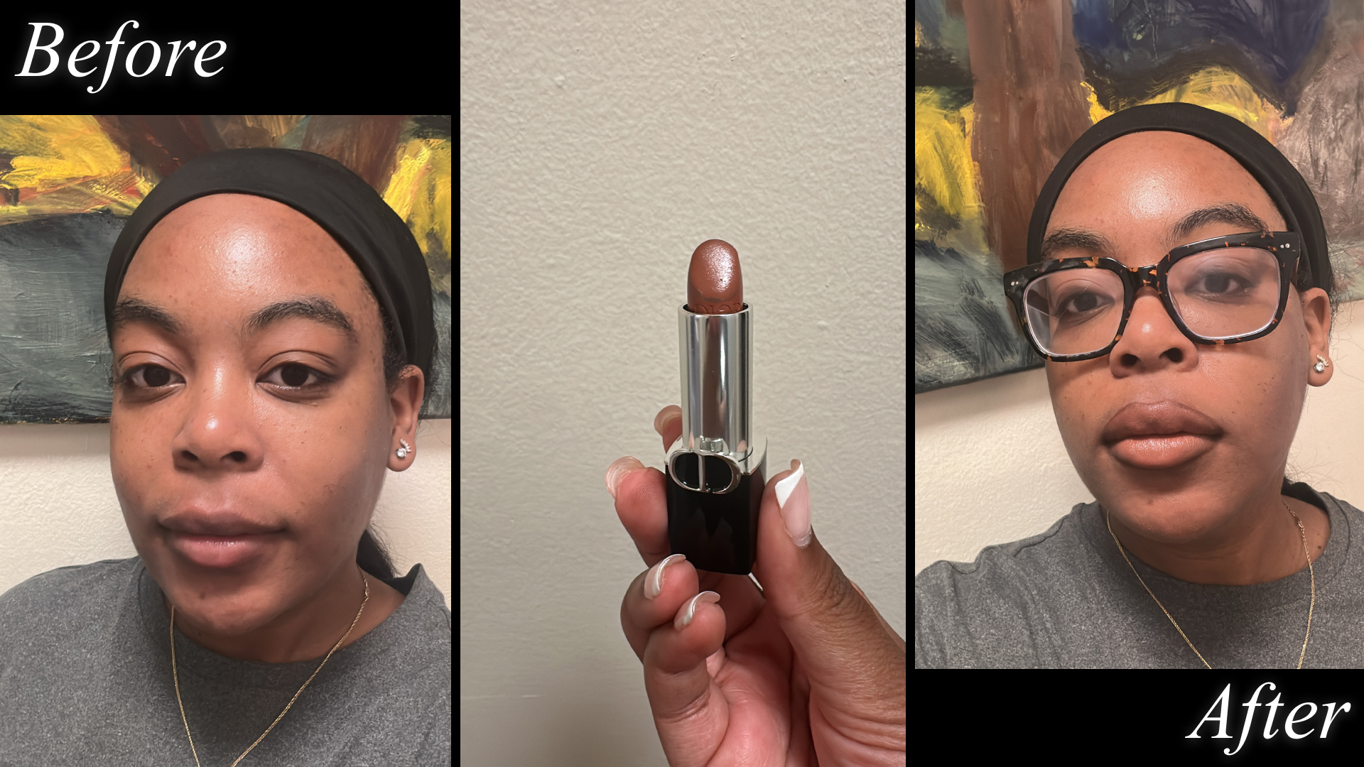 Ariel Baker testing Rouge Dior Refillable Lipstick