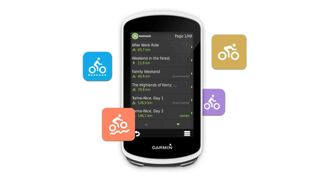 View of the Garmin and Komoot app and Garmin functionality