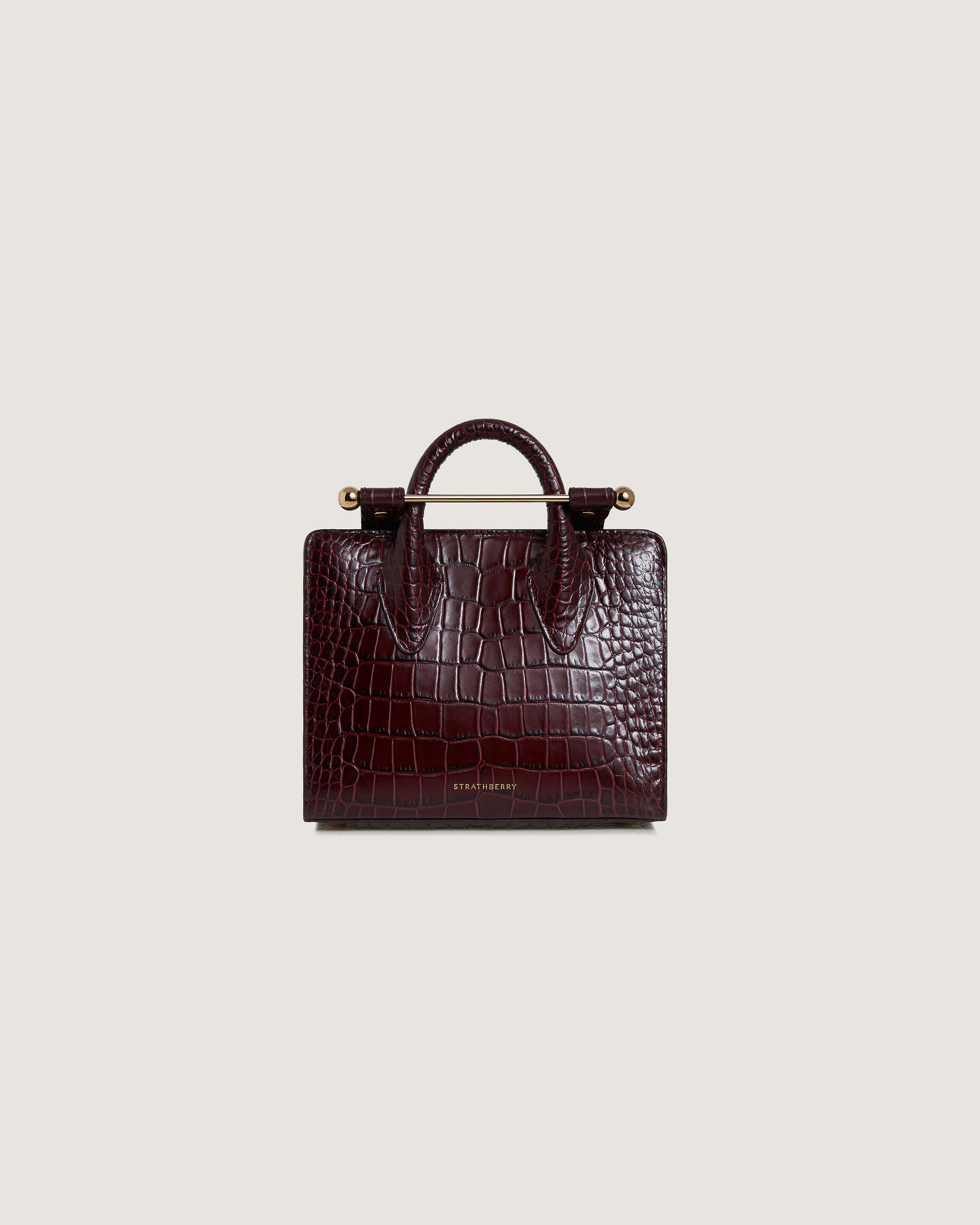 Nano Tote - Croc-Embossed Leather Burgundy