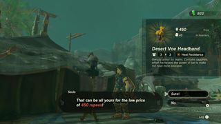 Zelda Tears of the Kingdom armor - Desert Voe headband location