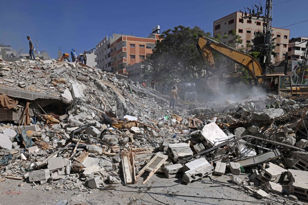 Aftermath of airstrike in Gaza.