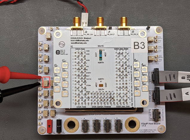 Packaged circuit board containing the chip used in the experiments