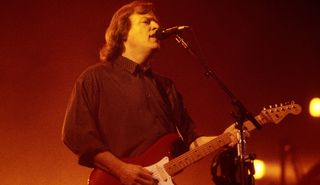 David Gilmour performs with Pink Floyd at Madison Square Garden in New York City on October 7, 1987