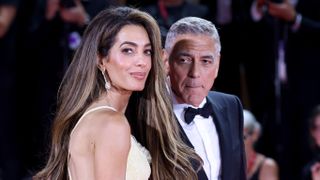 Amal Clooney attends the "Wolfs" red carpet during the 81st Venice International Film Festival on September 01, 2024 in Venice, Italy.