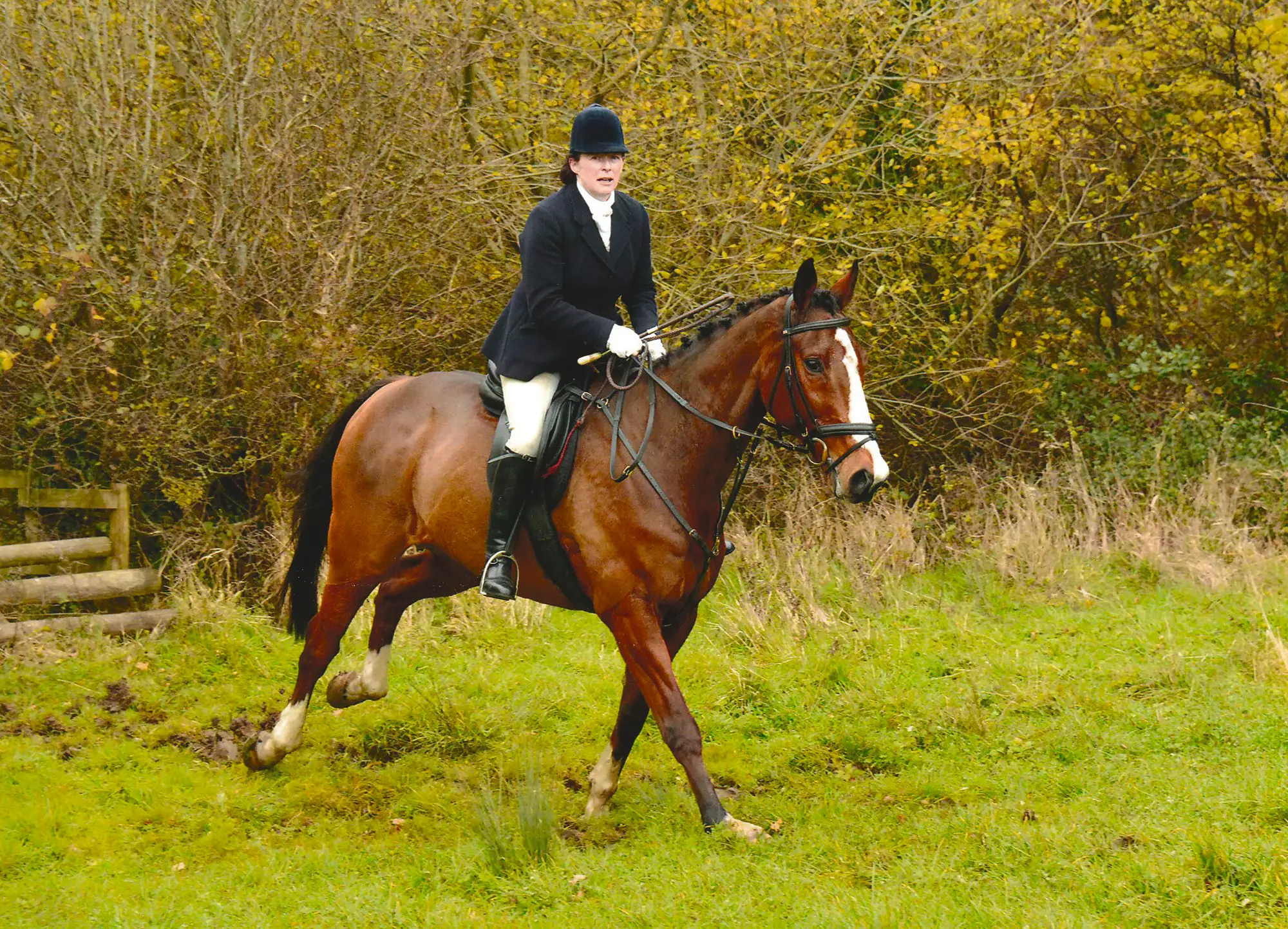 Antonia Camillieri canters The Whiffler away from a hunt jump