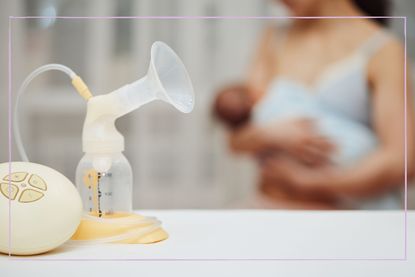 Breastfeeding Vs Breast pumping illustrated by image of pump and woman breastfeeding