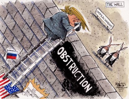 Political Cartoon U.S. Trump Impeachment Wall