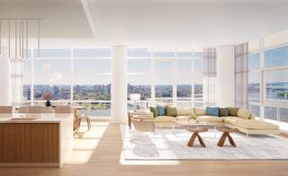 Corner residences have far-reaching views of the water and Manhattan