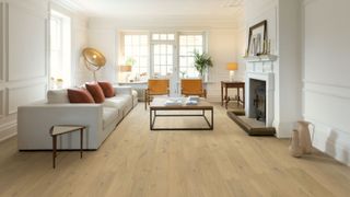 pale laminate flooring in living room