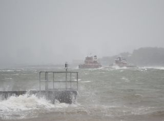 Tugboats in Hurricane Sandy